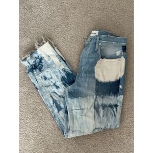 FRAME Le Original Fresco Patchwork Tie Dye Bleach Jeans Blue White 27 LOJF727